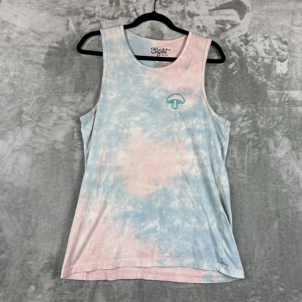 Eighty Eight Tank Top Men's M Pastel Tie Dye Embroidered Mushroom 100% Cotton